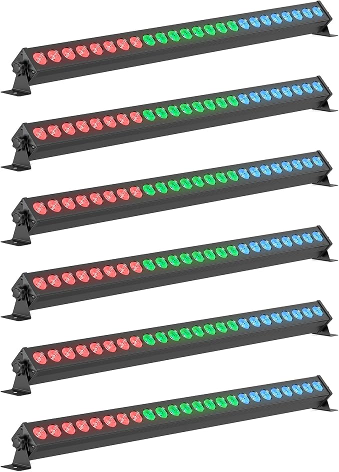 Led Stage Lights Bar,72W 24LEDs RGB Dj Strobe Party Lights Bar 3 in 1 Wall Washer Light Indoor with DMX Control AutoPlay Sound Activated Color Changing for Church Christmas Wedding Dance (6)