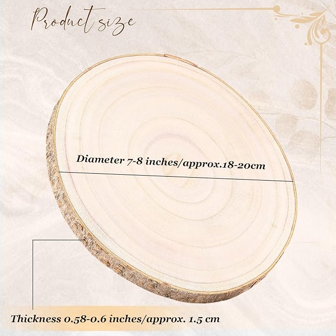 Tioncy 10 Pack Large Wood Slices for Centerpieces Unfinished Rounds Wood Slabs for Tables Decor Natural Wooden Circle for DIY Crafts Rustic Wedding Centerpiece Decor (7-8 Inch)
