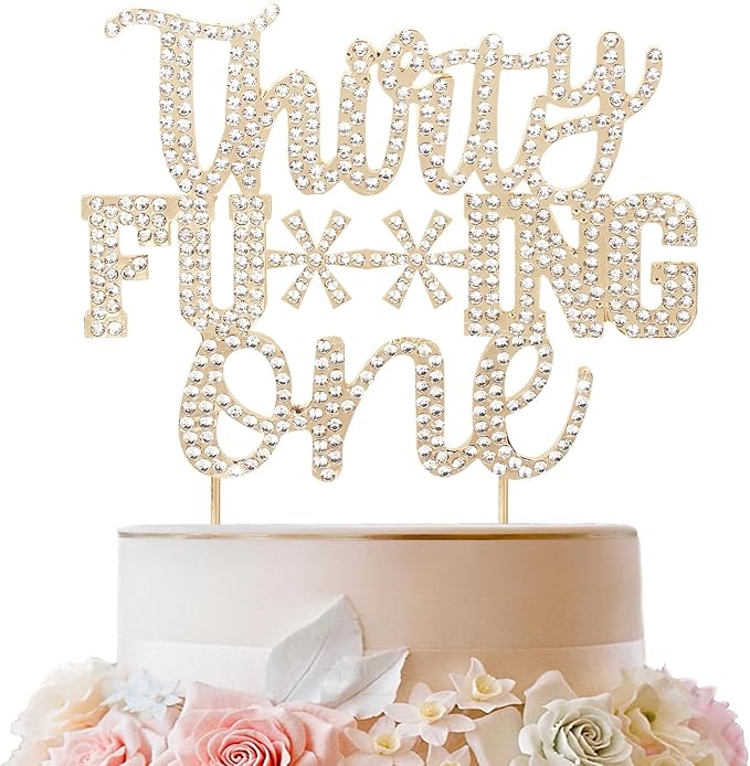 LINGTEER Happy 31st Birthday Funny Gold Rhinestone Cake Topper - Cheers to 31 Years Old Birthday Party,Happy 31st Birthday Cake Centerpieces Topper Decorations Gift Sign.