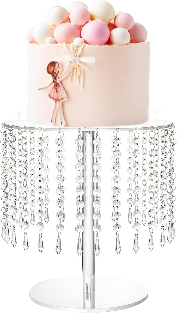 Cake Stands for Party, Clear Acrylic Cake Stand for Dessert Table, 12.2in Round Crystal Cake and Cupcake Stand for Wedding Birthday Party Event Decorations