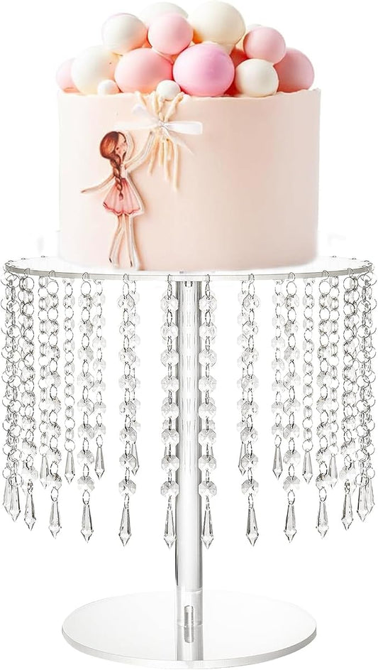 Cake Stands for Party, Clear Acrylic Cake Stand for Dessert Table, 12.2in Round Crystal Cake and Cupcake Stand for Wedding Birthday Party Event Decorations