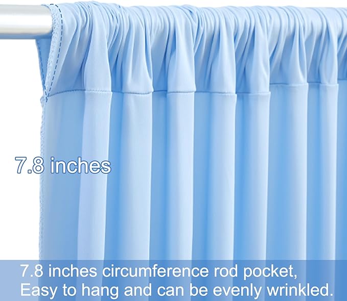 4 Panels Baby Blue Backdrop Curtains for Wedding Party Wrinkle Free Backdrops Curtain Drapes Fabric Decorations Photo Back Drop Cloth for Baby Shower Photography Stage Reception 20ft(W) x 12ft(H)