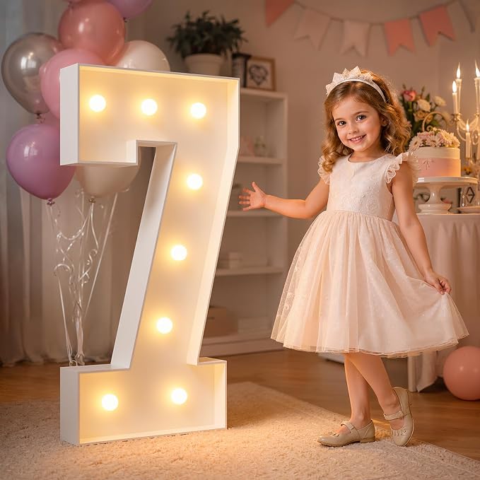 imprsv 3FT Marquee Numbers, Light Up Numbers for 7th 70th Birthday Decorations Anniversary Party Decor, Number 7 Light Up Number, Pre-Cut Foam Board Kit