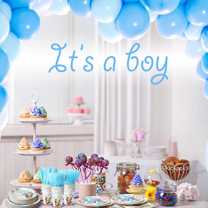 Ziliny 350 Pcs Bear Baby Shower Party Supplies We Can Bearly Wait Paper Plates Napkins Cups and Plastic Cutlery Party Tableware Set for Bear Baby Shower Birthday Decorations, Serves 50