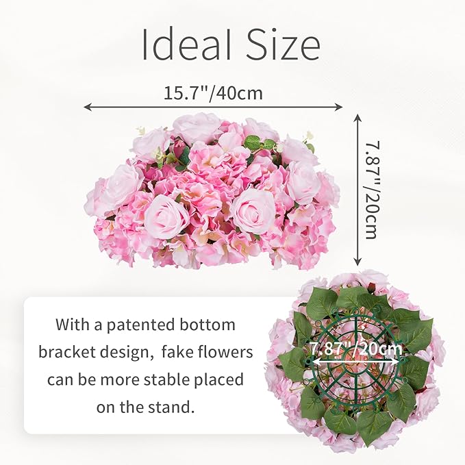Pink Flowers Balls for Centerpieces: 2 PCS 15.7" Diam Flower Centerpieces for Tables in Wedding Reception Decorations Arrangement for Party Celebration Planners