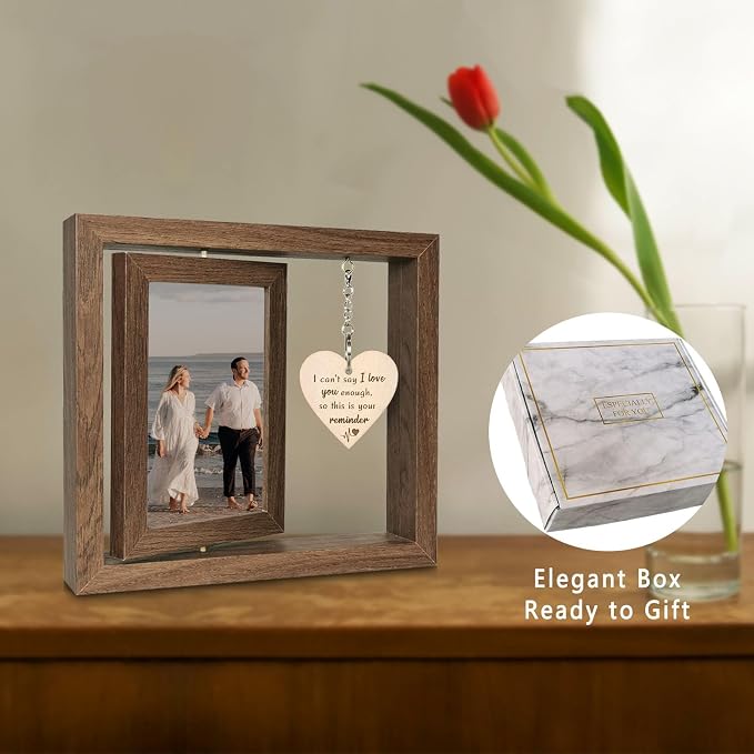EYITUPC I Can't Say I Love You Enough - So This is Your Reminder Rotating Picture Frame, Sentimental I Love You Reminder Gifts for Girlfriend Boyfriend Her Him (Display 2 4x6)