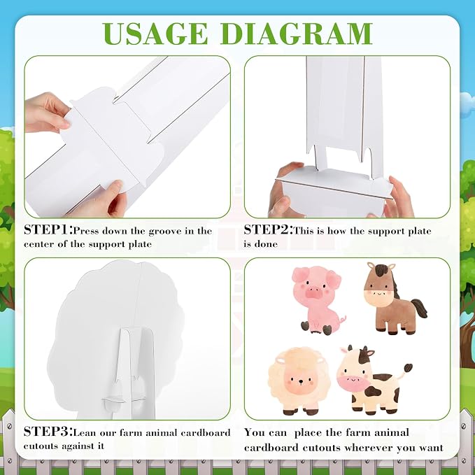 Honoson 4 Pcs Large 24" x 32" Farm Animals Cardboard Cutouts, Farm Animal Party Decoration Yard Signs for Baby Shower Birthday Supplies Barn Lawn Classroom Photo Backdrop Decor
