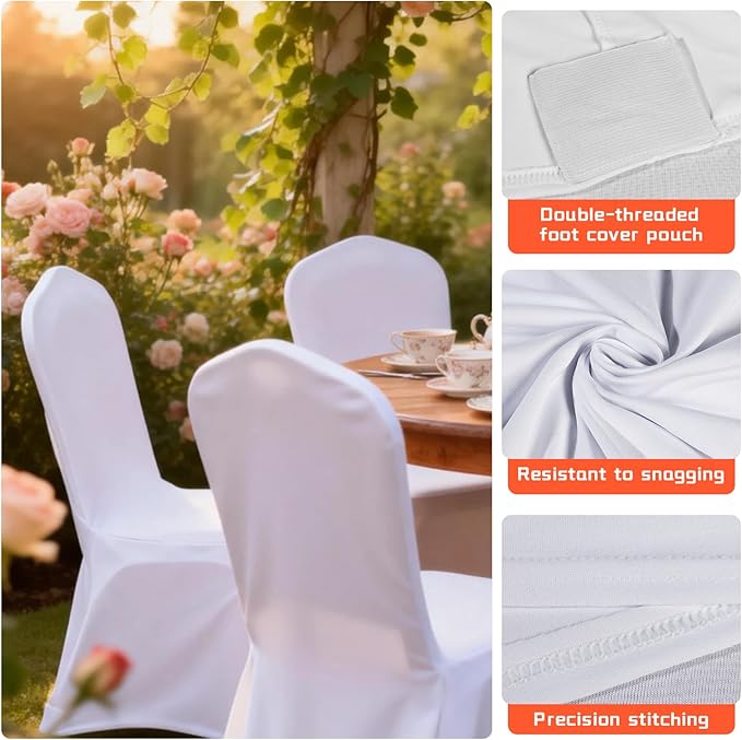 30 Pack White Stretch Chair Covers, Spandex Dining Chair Slipcovers, Wrinkle Resistant Reusable Covers for Wedding, Party, Banquet & Events
