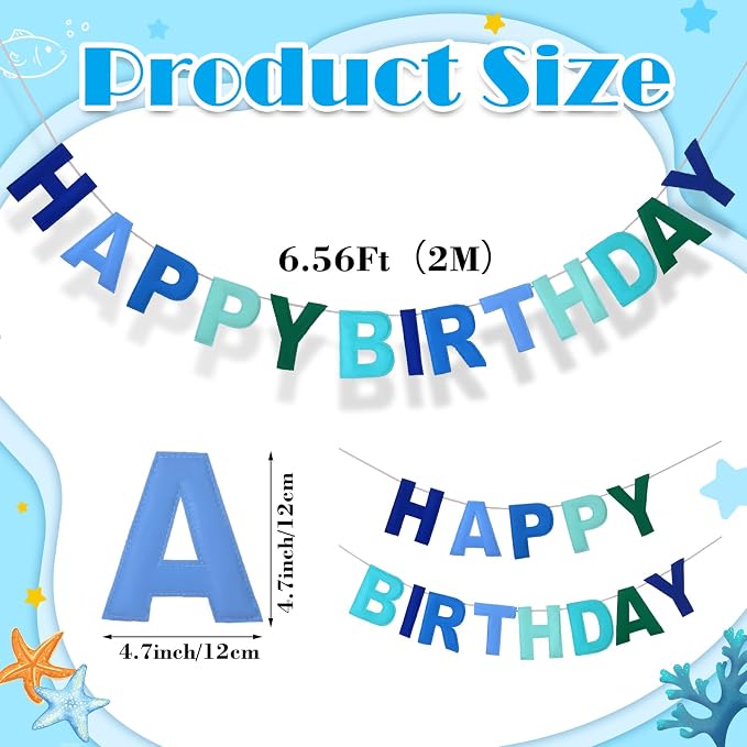 Mindsoft Felt Happy Birthday Garland Rainbow Banner Reusable Happy Birthday Sign Party Supply for Party Decor(Blue Color,Normal)