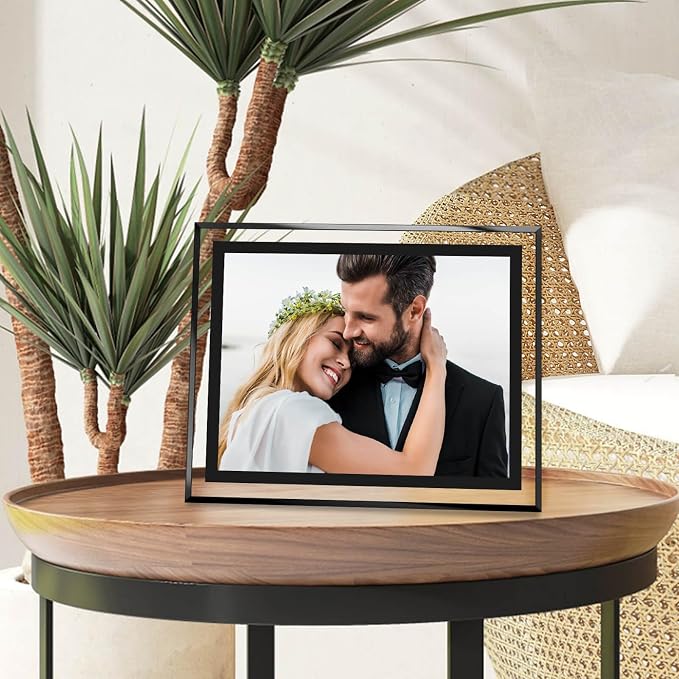 HIKWADERY 8x10 Picture Frames Black - Set of 4, HD Real Glass 8 by 10 Photo Frame for Tabletop Display, Wedding Birthday Mothers Day Gifts (8 x 10, Black)