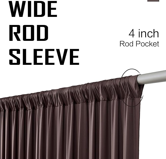 10x16ft Brown Backdrop Curtains for Wedding Party, 2 Panels 16 ft Long Back Drop Cloth, Wrinkle-Free Polyester Drapes for Birthday, Baby Shower, Stage Photography Background