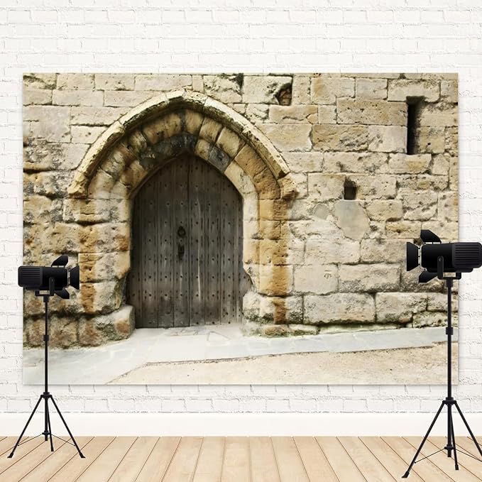 9x6ft Ancient Jerusalem Buildings Backdrop Rock Stone Wall Photography Background Israel Old City Vintage Building Wooden Door Cityscape Banner Decorations Travel Party Photo Booth Prop