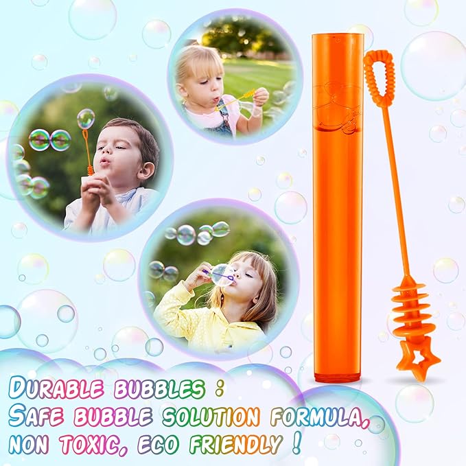 120 Pcs Mini Bubble Wands in 10 Colors, Bulk Party Favors for Kids, Themed Birthday, Christmas, New Year, Valentine, Carnival, School Classroom Prizes for Boys & Girls, Ideal Goodies Bags Stuffers
