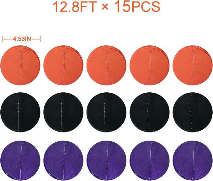 192 Ft Orange Purple Black Party Decorations Polka Dots Streamer Garland Backdrop for Halloween Graduation Birthday Baby Shower Wedding Engagement Bachelorette Bridal Shower Holiday Party Supplies