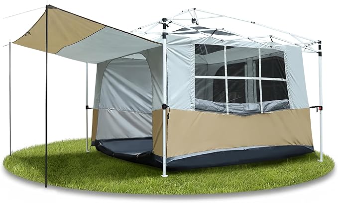 REDCAMP Camping Inner Tent for Pop Up Canopy, 10"x10", 4-6 Person, Khaki | Cube Tent Converts Straight Leg Canopy, Fully Vented Roof, Frame/Shelter NOT Included