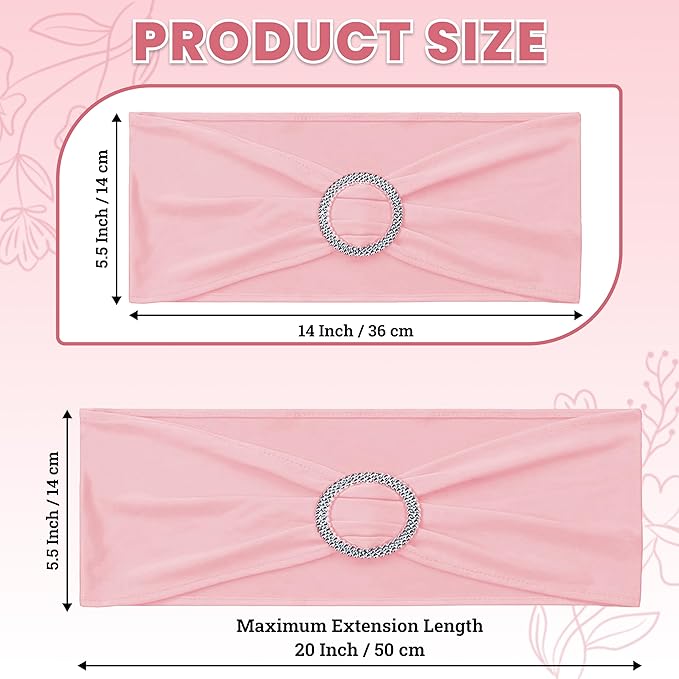 VDS - Dusty Rose | Spandex Chair Sashes Bows | 200 PCS | Stretch Elastic Banquet Universal Folding Chair Band Tie with Silver Buckle Slider for Wedding Party Conference Celebration Event Decoration
