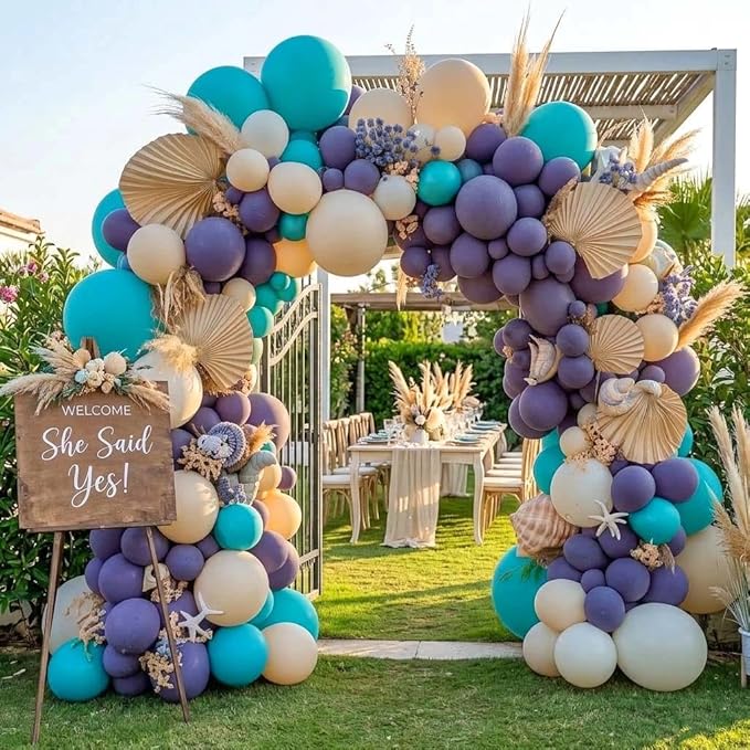 Teal Balloons Turquiose Double Stuffed Balloon Garland Arch Kit Latex Different Sizes For Birthday Baby Shower Dolphin Mermaid Engagement Anniverasry Party Decoration