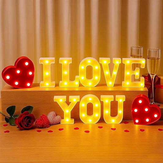 Honoson 10 Pcs I Love You Light up Sign Romantic Heart LED Decoration Anniversary Present Light for Valentine's Mothers Day Wedding Engagement Boyfriend Girlfriend Lover Special Night Party