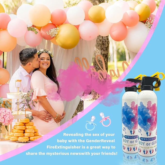 Gender Reveal Fire Extinguisher-2 Packs Pink Gender Reveal Smoke Spray Set for Baby Girl-Biodegradable Party Supplies Ideas & Decorations for Baby Shower (Pink Large)