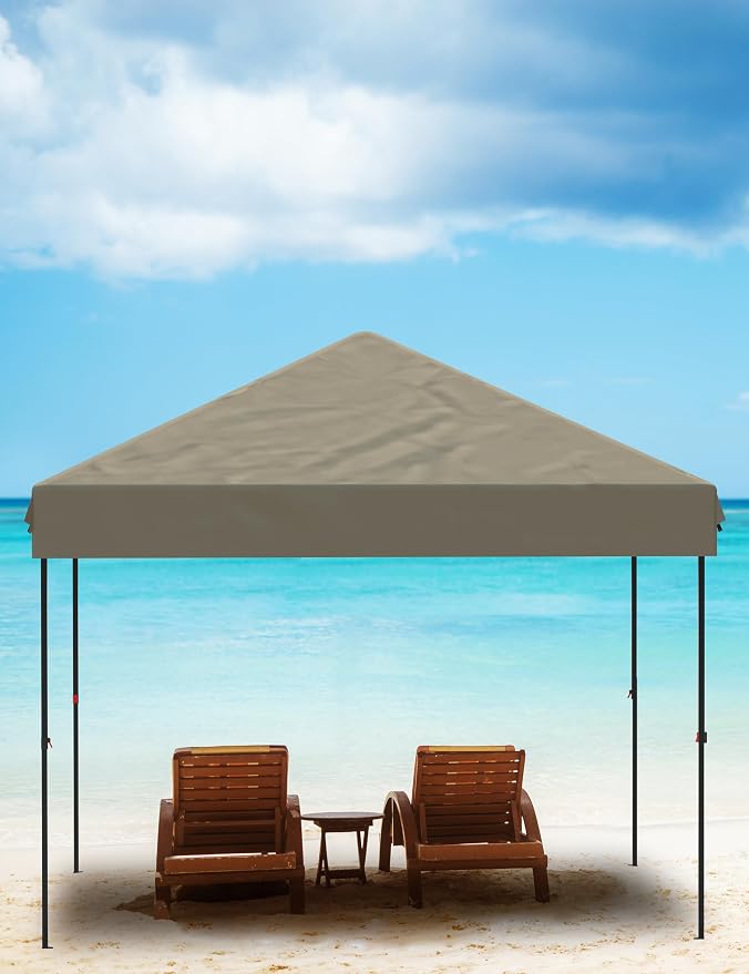 GAOMON 10x10FT Pop Up Canopy, Waterproof & UV Resistant Commercial Instant Craft Fair Canopy Tent Outdoor Events Instant Shelter for Farmer Market, Party, Event, Patio, Khaki