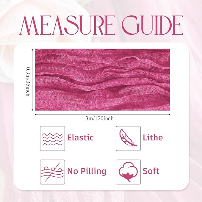Wokceer Cheesecloth Table Runner 4Pack 10FT Deep Pink Boho Gauze Cheese Cloth Table Runner for Party Long Rustic Sheer Table Runners for Baby Bridal Shower Wedding Easter Table Decor