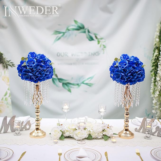Blue Flowers Balls for Centerpieces: 6 PCS 11.8" Diam Flower Centerpieces for Tables in Wedding Reception Decorations Arrangement for Party Celebration Planners