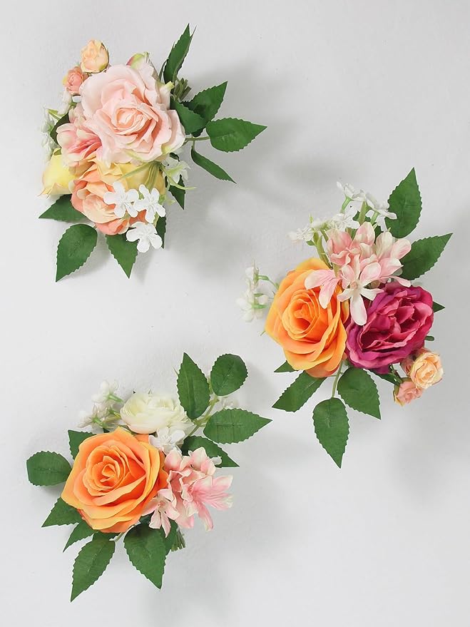 Rinlong 3Pcs Pre-made Cake Flowers Pink Coral Cake Decorations Wedding Cake Decorating Flowers Decor Girls Women Birthday Party Artificial Flowers Cake Toppers