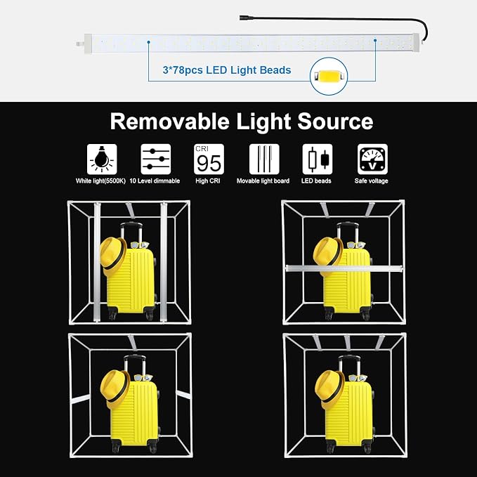 Photo Studio Light Box, PULUZ 80cm/32 inch Portable Lightbox Photo Shooting Tent Folding Photography Lighting Kit with 126 LED Lights & 3 Colors Backdrops (Black, White, Orange)