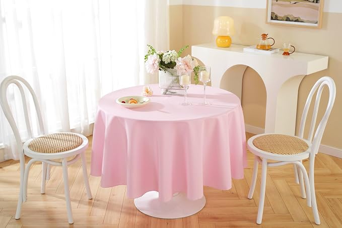10 Pack Round Tablecloth 90 Inch Pink Tablecloth, Polyester Fabric Washable Table Cloth for Home, Party, Wedding or Restaurant Use.