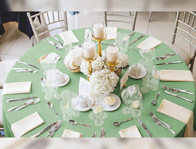 YMHPRIDE 6 Pack Round Tablecloth Sage Green Table Cloths 90 Inch Polyester Round Tablecloth,Sage Green Tablecloths Round 90 inch Washable Fabric Table Covers for Wedding,Party,Dining,Banquet
