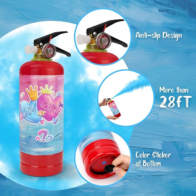 Gender Reveal Fire Extinguisher, 2 Pack Gender Reveal Ideas Gender Reveal Party Decorations Baby Girl Boy Reveal Party Ideas Gender Reveal Decor (Blue, Extra Large)