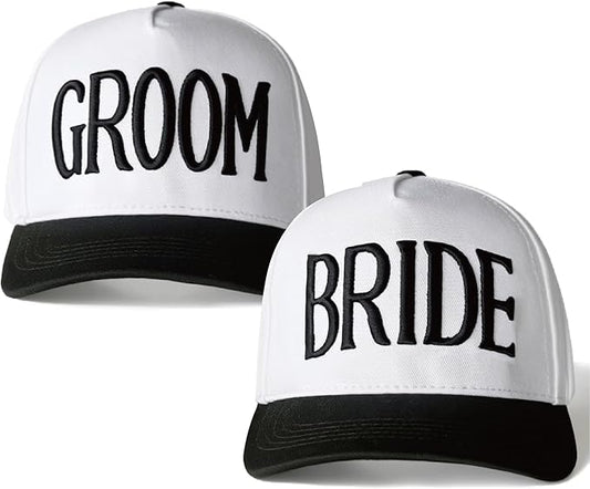 Bride and Groom Baseball Hats for Wedding Gifts, Engagement, Honeymoon Gifts for Newlyweds Couples Baseball Cap