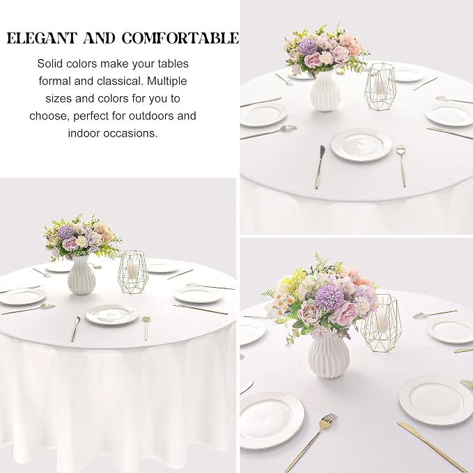 4 Pack Round Tablecloth 70 Inch Polyester Washable Fabric Table Covers for Wedding Dining Table Buffet Parties Banquet（White）