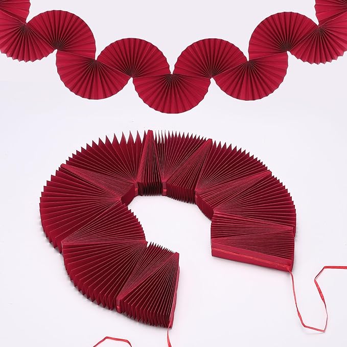 uxcell 3 Pcs Paper Fan Garland, 5.25ft Paper Garland Hanging Decorations Set Party Hanging Decorations Fans for Birthday Parties Holiday Ornaments Family Gatherings Weddings, Red