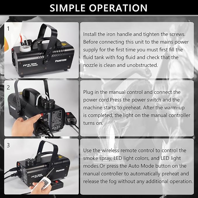 Fog Machine with 8 LED Lights, 700 Watts Smoke Machine with Wireless Remote, Manual Control, Auto Mode-Perfect for Halloween Party Wedding Stage