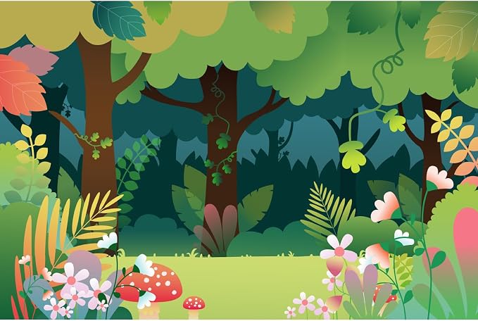 Forest Backdrop Cartoon Deep Forest Landscape Photography Background for Birthday Party Decorations Cartoon Jungle Rainforest Style Backdrops Baby Shower Background Kids Portrait Photo Props 9x6ft