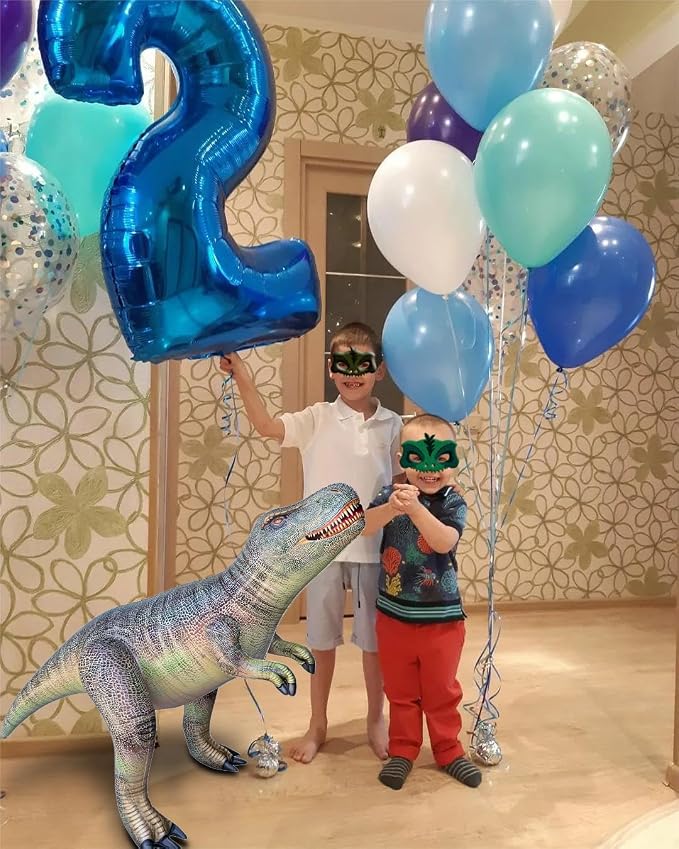 HOHQB 3 Inflatable Dinosaur Jurassic Birthday Party Supplies Giant Blow up Dinosaur Birthday Decorations Balloons for Kids (Plesiosaur Tyrannosaurus Therizinosaurus)