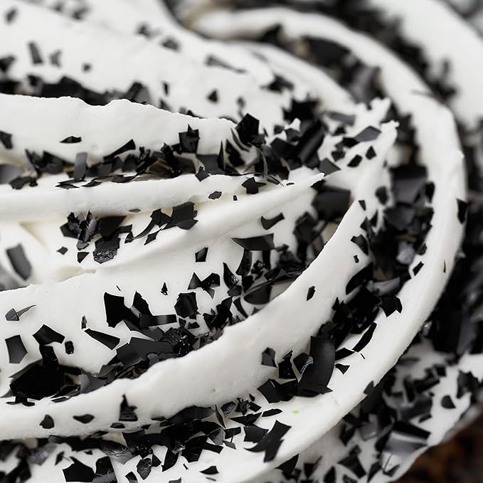 BAKELL Edible Glitter Flakes | Vegan Black Edible Shimmer Flakes | KOSHER Certified | Halal Certified | 100% Edible & Food Grade | Cakes, Cupcakes, Decoration (Black, 45g)
