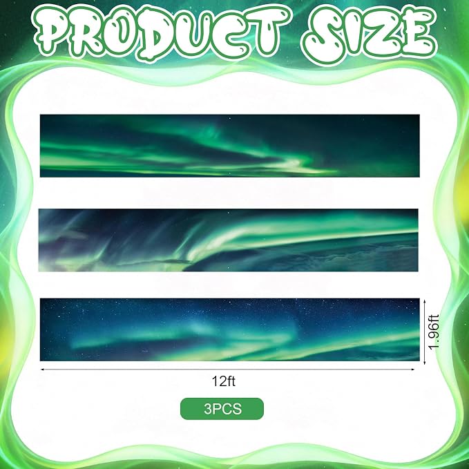 VioraWhite 3 Pcs Camping Classroom Banners Party Decorations DIY Camping Birthday Party Decorations 24 Inch x 12 ft Aurora Borealis Banners Ceiling Covers for Classroom Daycare Reading Nook Bonfire