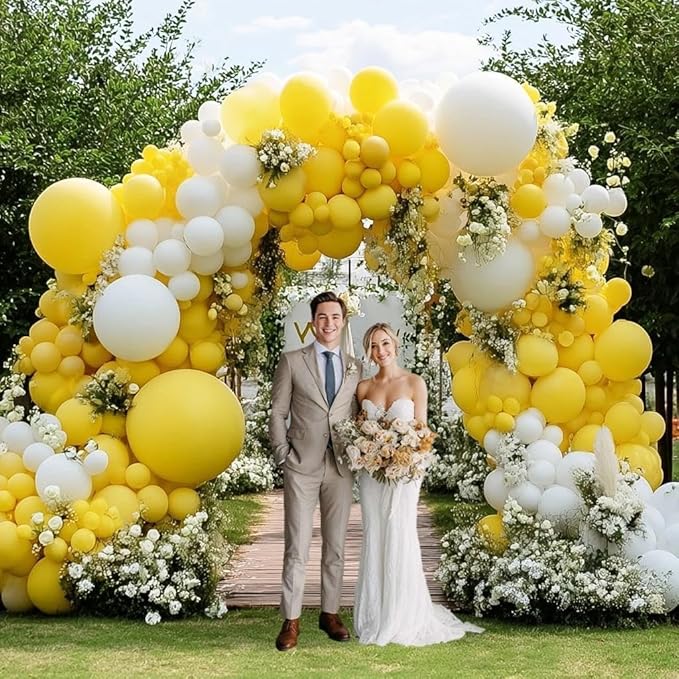 White Balloon Arch Garland Kit Double Stuffed White Balloons Different Sizes Latex for Birthday Baby Shower Wedding Bridal Shower Valentine's Day Engagement Anniversary Party Decorations