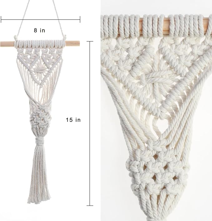 Macrame Wall Hanging Plant with Artificial Lavender, Boho Indoor Wall Decor, 2 Pack