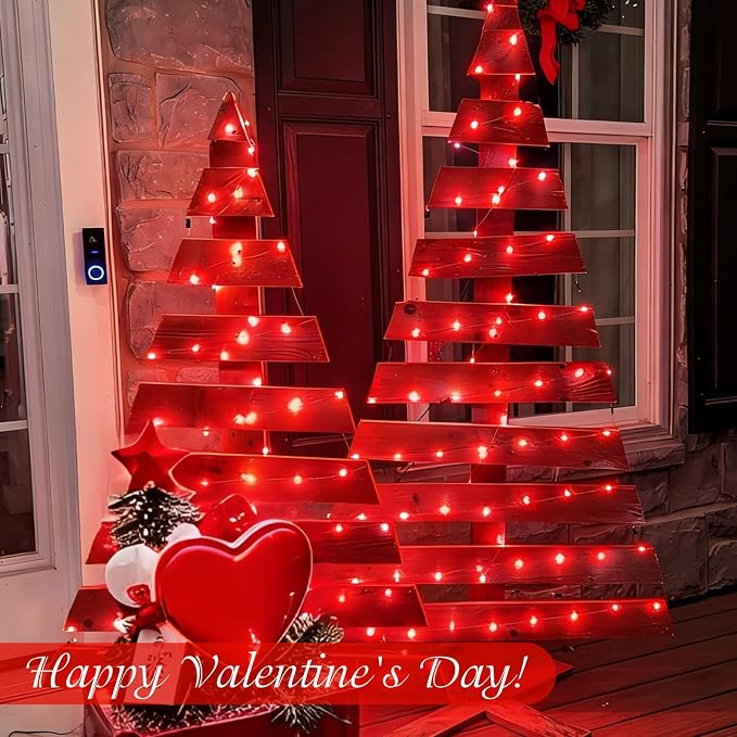 QITONG 4 Pack Solar Fairy Lights, Each 33ft 100 LED Red Halloween String Light Outdoor Waterproof, 8 Modes Silver Wire Christmas Twinkle Mini Lights