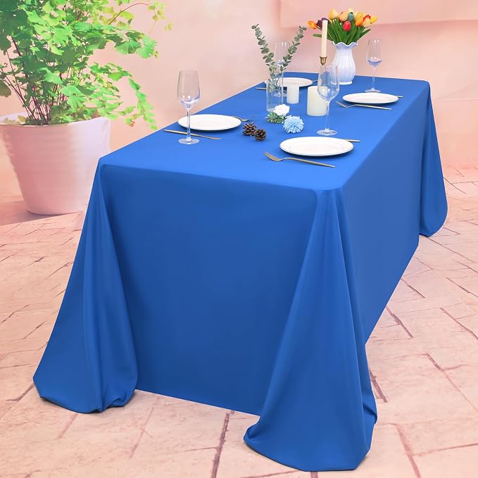 12 Pack Royal Blue Tablecloth 90x132 Inch Rectangular Table Cover | Wrinkle Resistant, Machine Washable Reusable, Wedding, Banquet, Restaurant, Party, Baby Shower,Indoor Outdoor Events