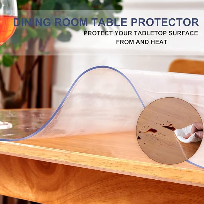 12x18 Inch Clear PVC Table Cover Protector Glass Desk Protector 1.5mm Thick Plastic Vanity Protector Mat Dresser Mat Waterproof Vinyl Table Top Protector Dressr Mat Makeup Vanity Desk Clear Glass Top
