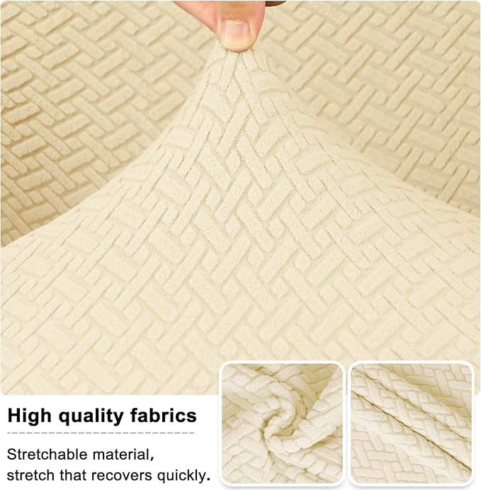 Lellen Stretch Wingback Chair Cover Slipcover - Reusable Wingback Side Chair Slipcover,Accent Chair Covers,Arm Protector Seat Cover,Wing Chair Cover for Dining Living Room Home（4PCS,Cream）