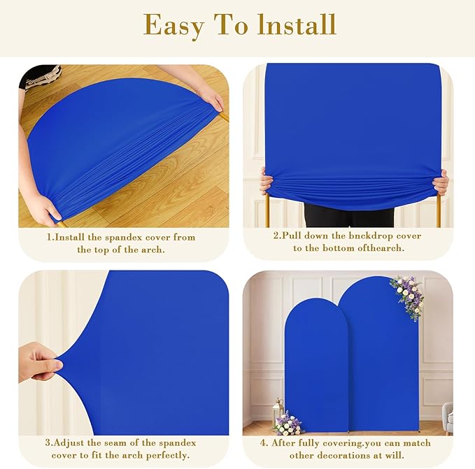 Royal Blue Arch Cover 2 Set-7.2FT, 6FT Arch Backdrop Cover Spandex Fitted Birthday Party Arch Stand Covers Stretchy Backdrop for Baby Shower Bridal Shower Wedding Ceremony Banquet Photo Background