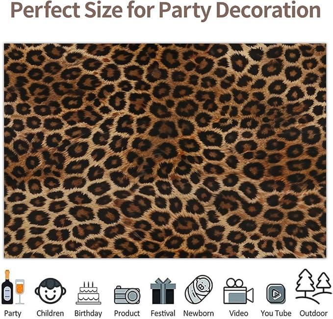 Valentines Leopard Backdrop Cheetah Brown Black Spots Prints Background Audlts Wild Theme Lady Bachelorette Birthday Baby Shower Wedding Decorations Photo Props 8x4ft Vinyl