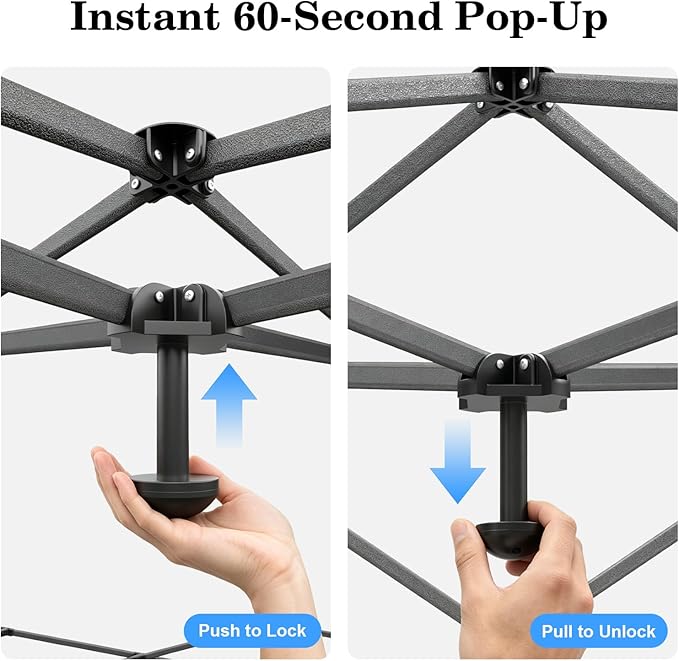 10x10 Pop Up Canopy with Sidewall, One-Person Setup - Sturdy Frame, UV & Water Resistant Canopy Tent w/Wheeled Carry Bag for Beach, Patio, Camping & Events,Blue