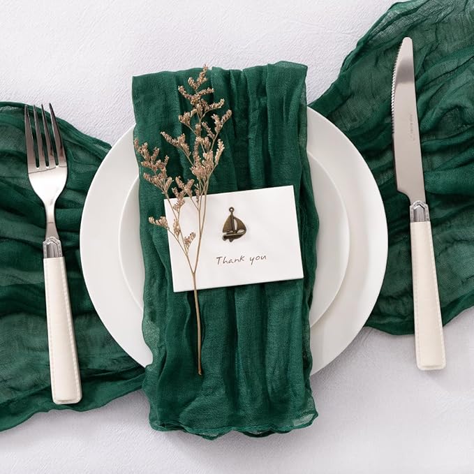 20 Pack Emerald Green Cheesecloth Napkins Cloth Washable Spring Summer Napkins Set of 20 Bulk 21x21 Inches for Wedding Baby Bridal Shower Birthday Dinner Party Table Decor