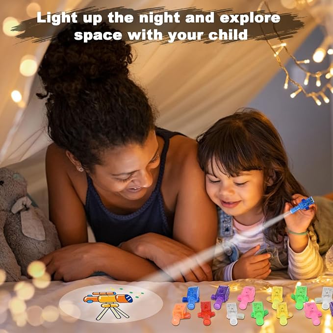 GOLDGE 48 LED Finger Lights-Space themed Party Favors, Glow in the Dark Light Up Flashlights Toys for Kids, Space Birthday decorations, Classroom Prizes, Party Goodie Bags Fillers, Family Fun